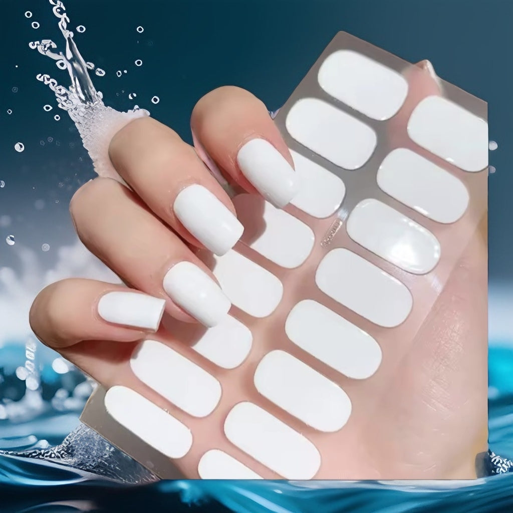 2024 New Semi-Cured Gel Nail Stickers – Long-Lasting Solid Color UV-Cured Manicure Decals (16 Tips)
