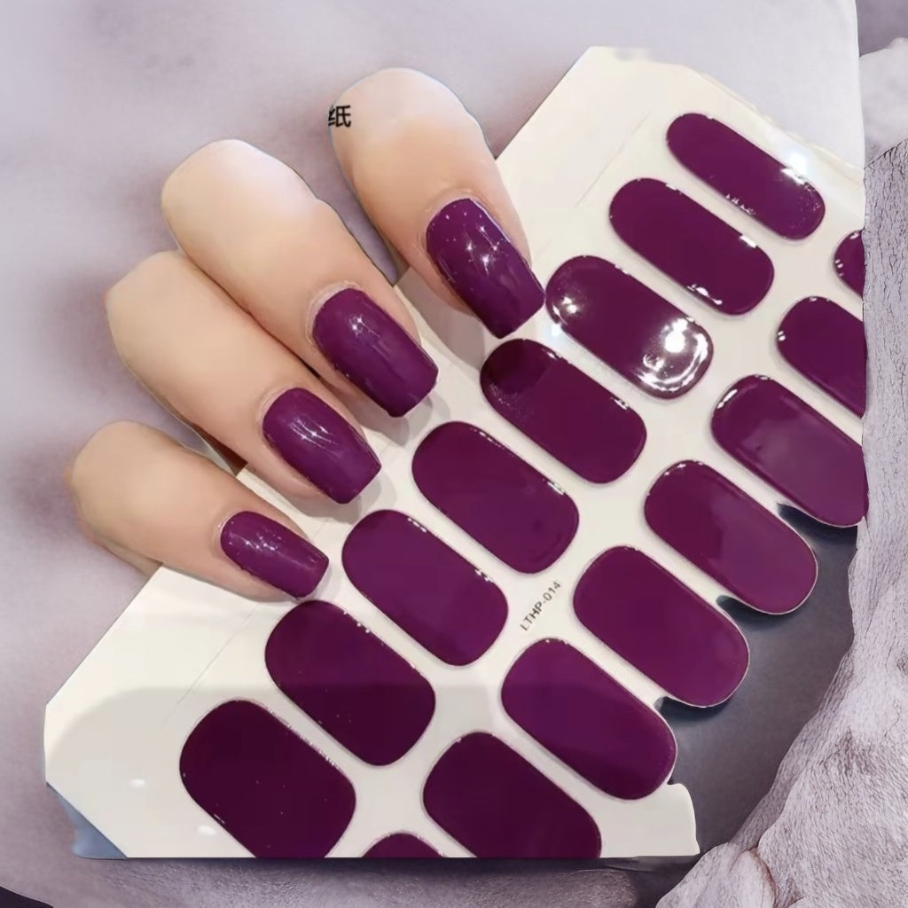 2024 New Semi-Cured Gel Nail Stickers – Long-Lasting Solid Color UV-Cured Manicure Decals (16 Tips)
