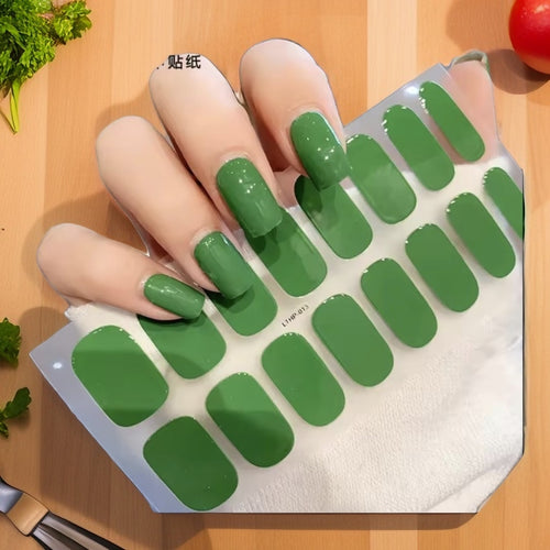 2024 New Semi-Cured Gel Nail Stickers – Long-Lasting Solid Color UV-Cured Manicure Decals (16 Tips)