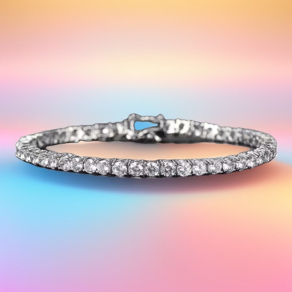 S925 Sterling Silver Zirconia Tennis Bell Bracelet for Women – 4mm Fashion Engagement & Wedding Charm Jewelry