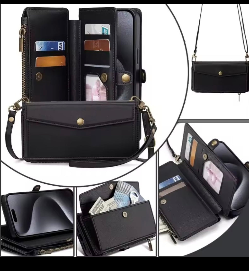 Flip Leather Crossbody Phone Case for Samsung Galaxy S10 / S20 / S21 / S22 / S23 / S24 Series