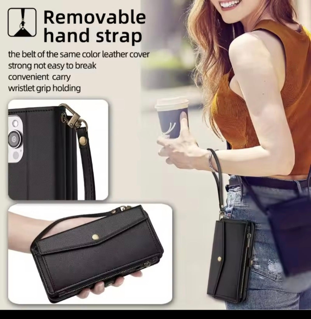 Flip Leather Crossbody Phone Case for Samsung Galaxy S10 / S20 / S21 / S22 / S23 / S24 Series
