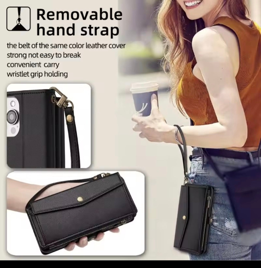 Flip Leather Crossbody Phone Case for Samsung Galaxy S10 / S20 / S21 / S22 / S23 / S24 Series