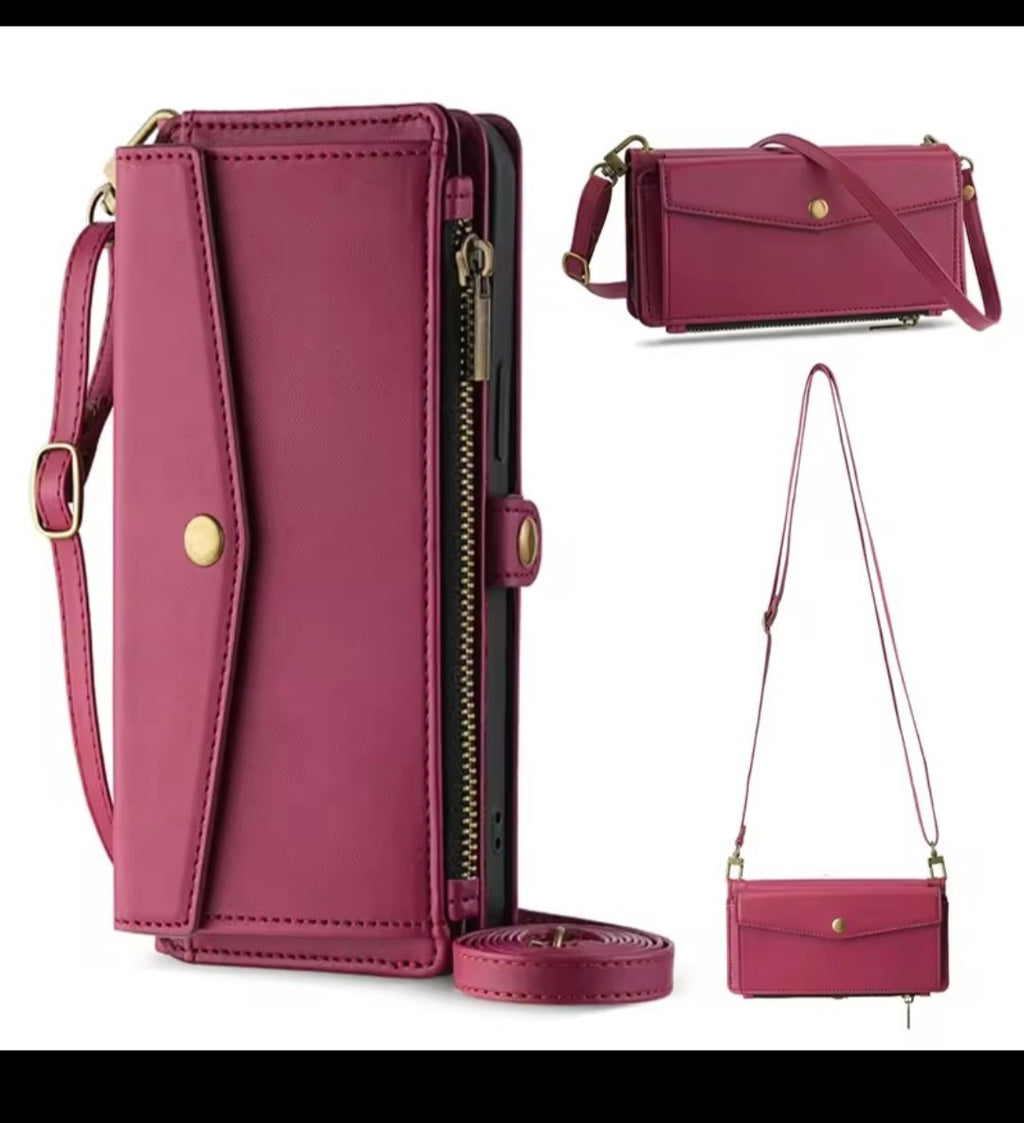 Flip Leather Crossbody Phone Case for Samsung Galaxy S10 / S20 / S21 / S22 / S23 / S24 Series