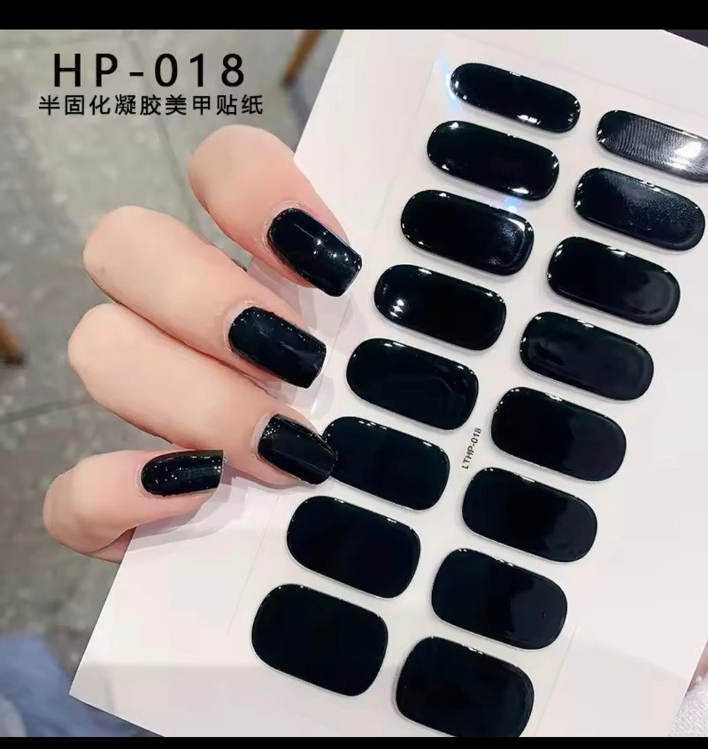 2024 New Semi-Cured Gel Nail Stickers – Long-Lasting Solid Color UV-Cured Manicure Decals (16 Tips)