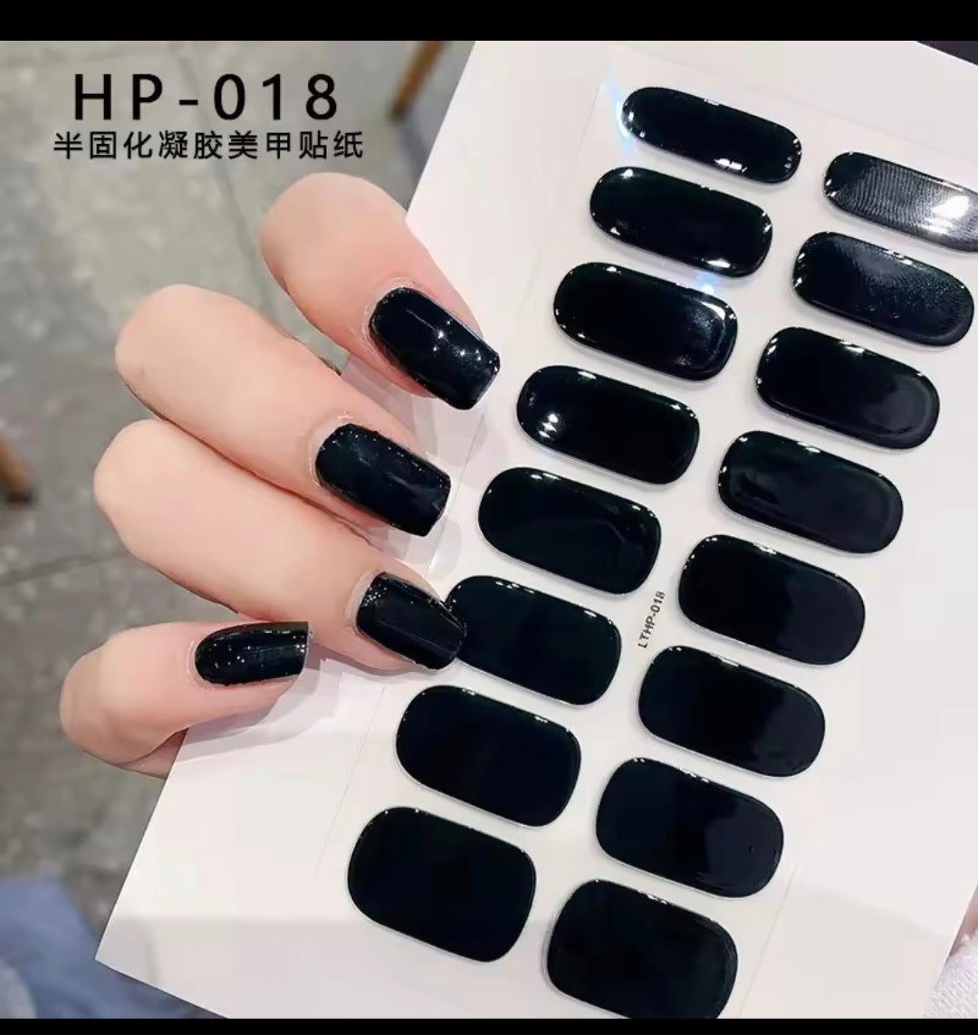 2024 New Semi-Cured Gel Nail Stickers – Long-Lasting Solid Color UV-Cured Manicure Decals (16 Tips)
