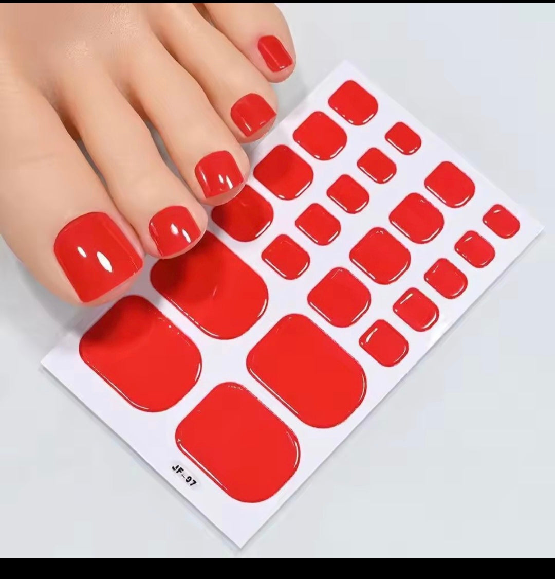22 Tips Solid Gel Toe Nail Strips – DIY Adhesive Pedicure Stickers