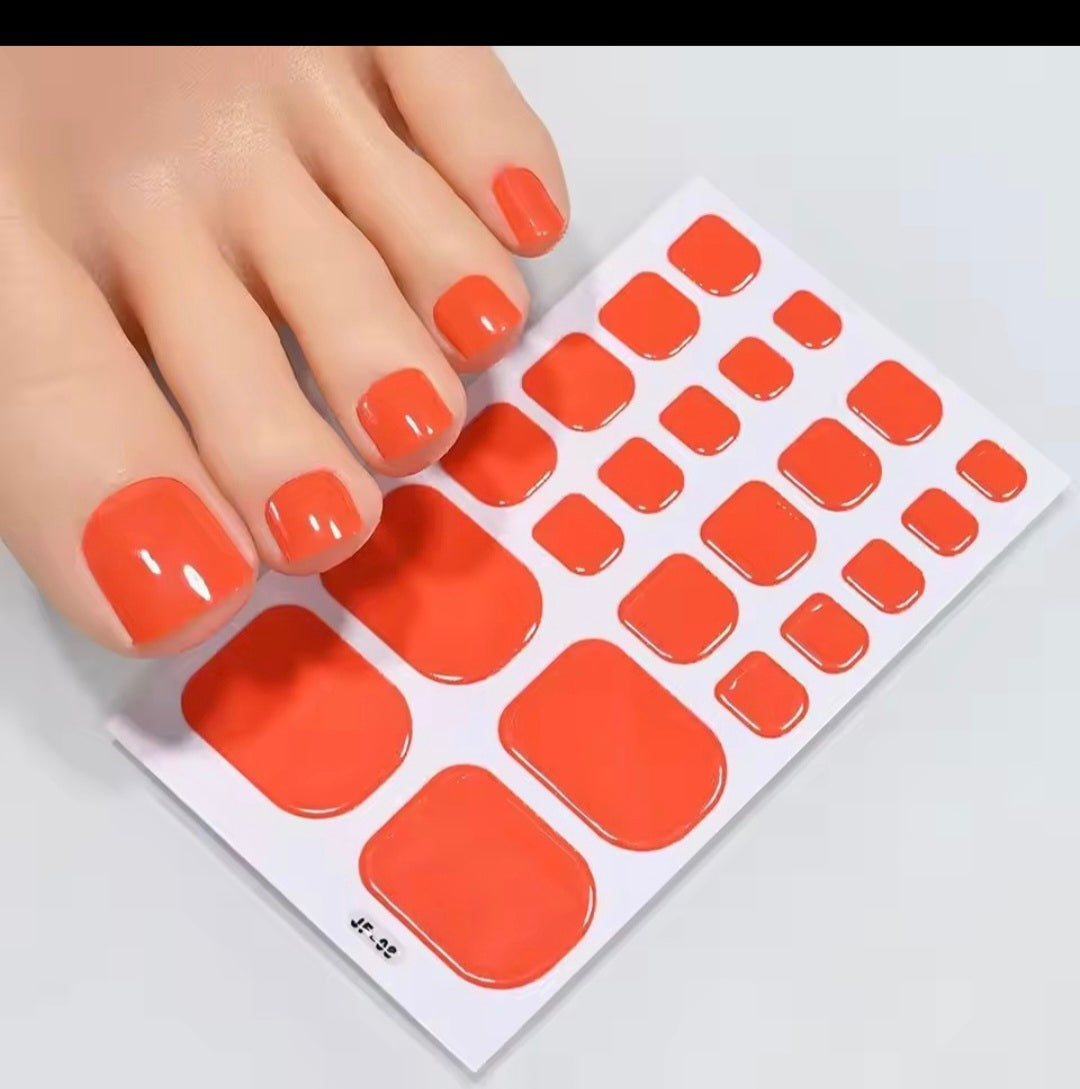 22 Tips Solid Gel Toe Nail Strips – DIY Adhesive Pedicure Stickers
