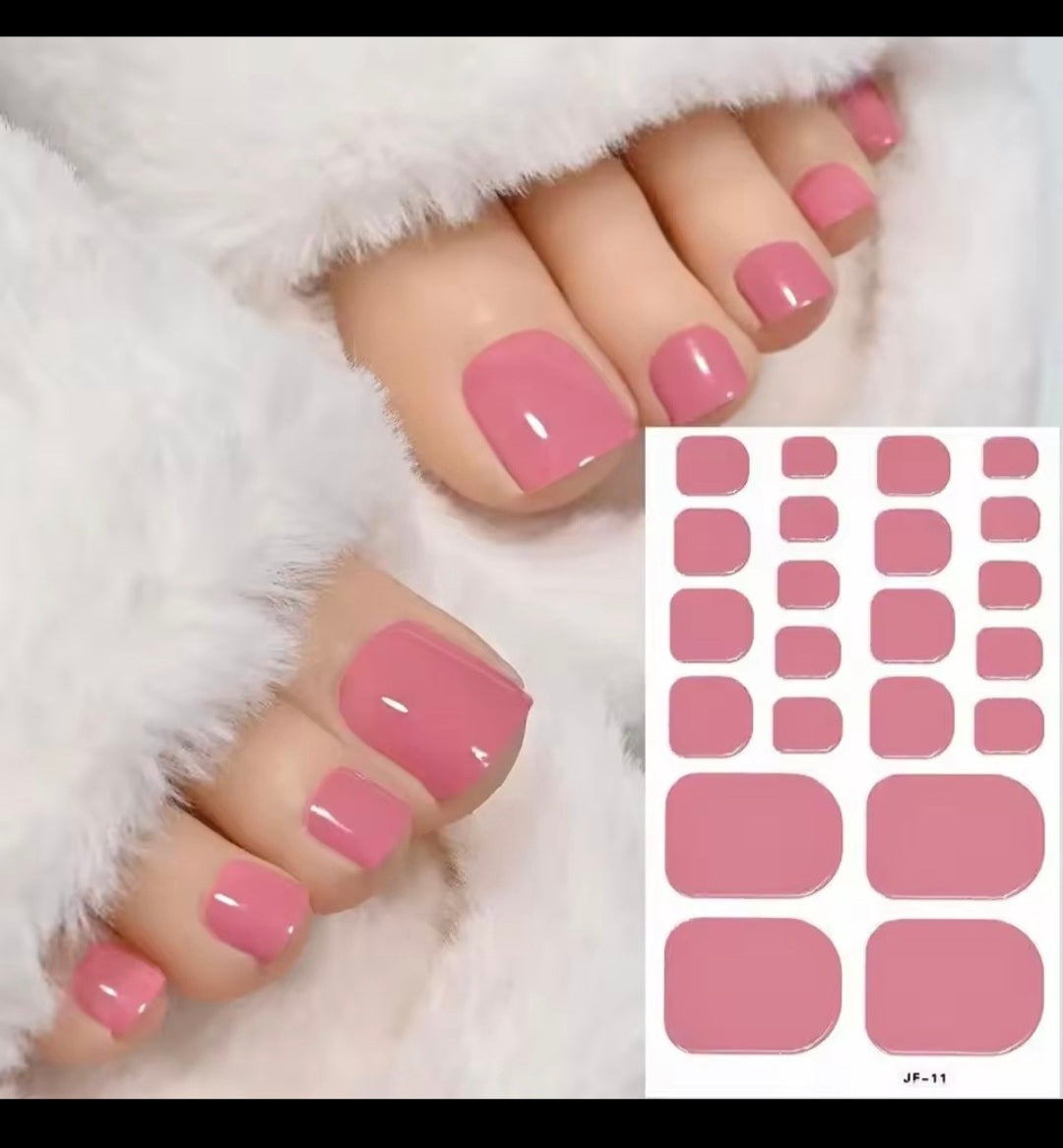 22 Tips Solid Gel Toe Nail Strips – DIY Adhesive Pedicure Stickers