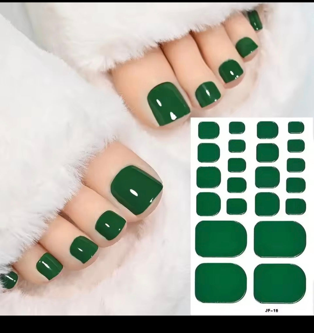 22 Tips Solid Gel Toe Nail Strips – DIY Adhesive Pedicure Stickers