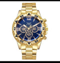 Luxury Men’s Quartz Watch – Classic Business Large Dial Alloy Steel Wristwatch with Blue Light Three-Eye Display