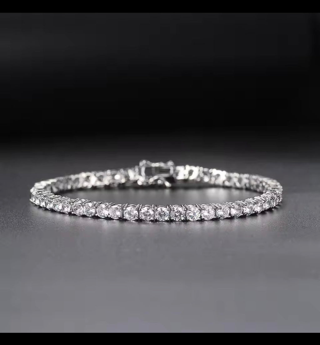 S925 Sterling Silver Zirconia Tennis Bell Bracelet for Women – 4mm Fashion Engagement & Wedding Charm Jewelry