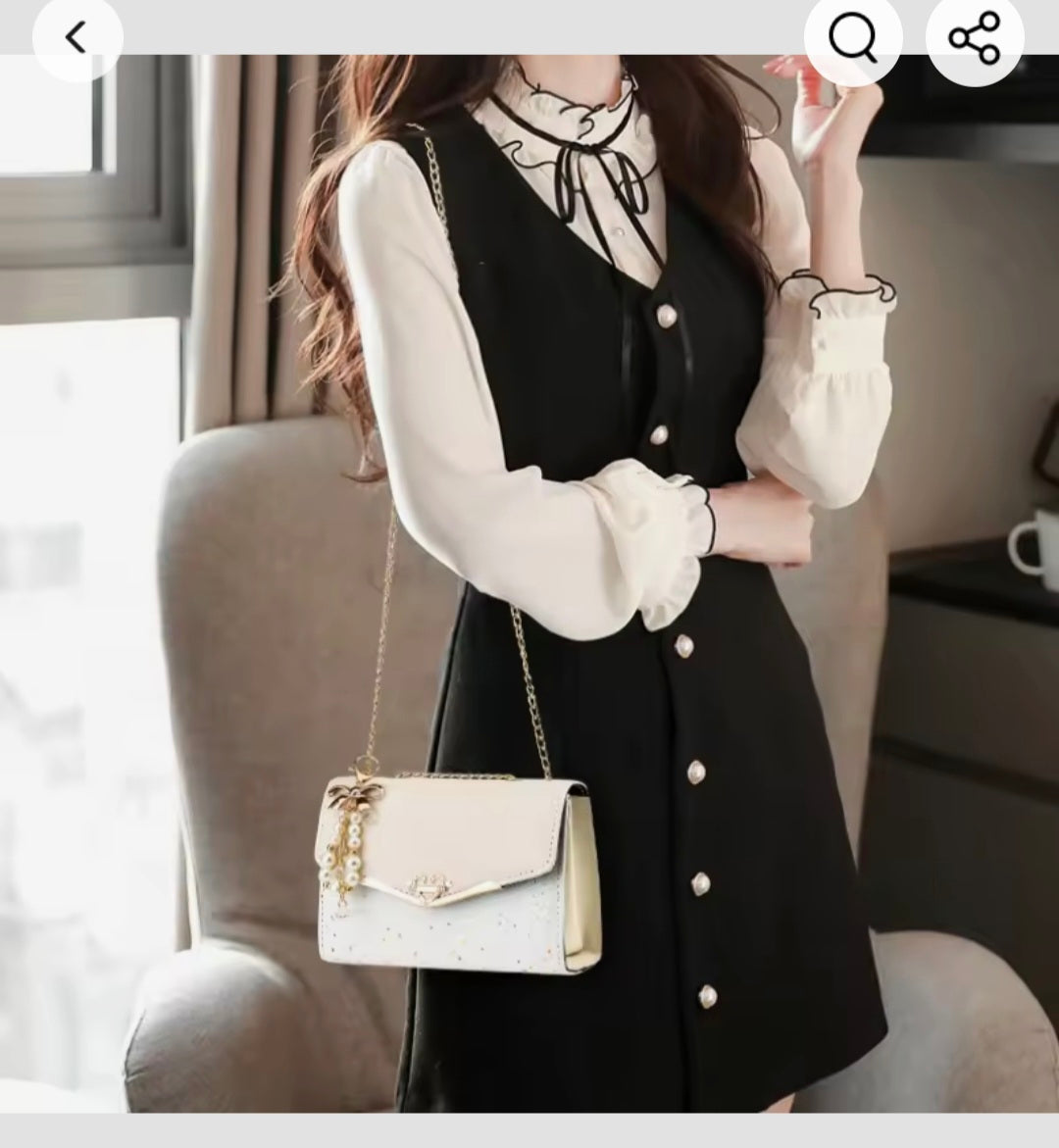 Women's Korean-Inspired Fashion High-End Shoulder Bag – Sequin Chain Handbag with Bow Pendant