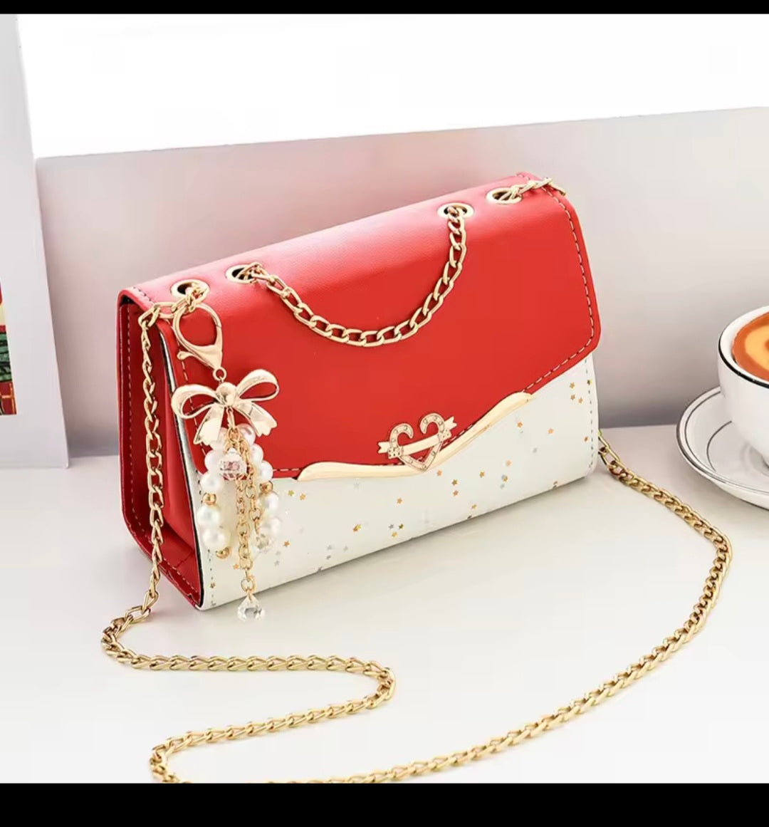 Women's Korean-Inspired Fashion High-End Shoulder Bag – Sequin Chain Handbag with Bow Pendant