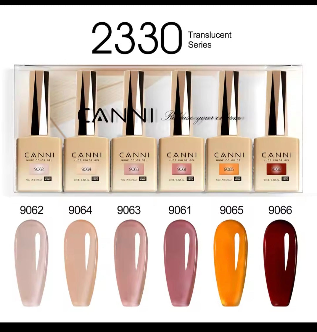 CANNI 6PCS 9ml HEMA & TPO-Free Jelly Pink Nude Gel Polish Set – Semi-Permanent UV/LED Soak-Off Nail Gel