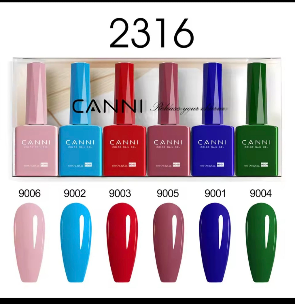CANNI 6PCS 9ml HEMA & TPO-Free Jelly Pink Nude Gel Polish Set – Semi-Permanent UV/LED Soak-Off Nail Gel
