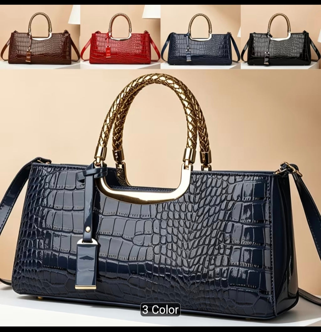 Elegant Crocodile Pattern Women's Shoulder Tote Bag – Large Capacity Fashion Handbag with Pendant