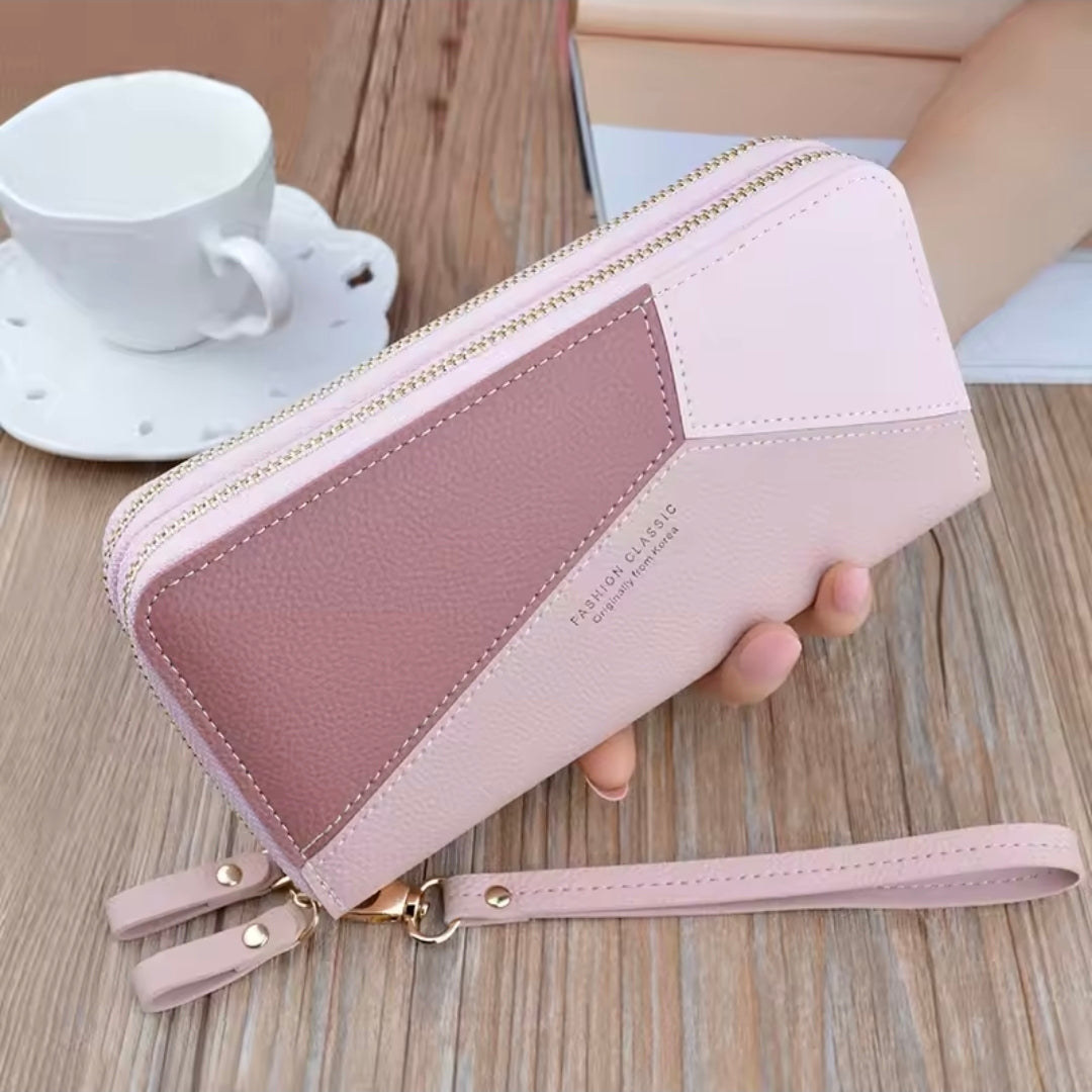 2023 New Women’s Double Zipper Long Wallet – Lychee Pattern Large Capacity Fashion Purse