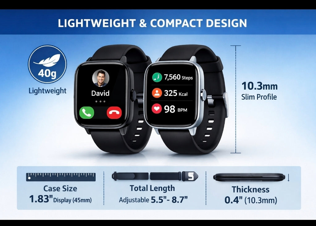 Smart Watch for Android & iOS – 1.83” HD Display Bluetooth Call & Sports Fitness Watch
Two watches,