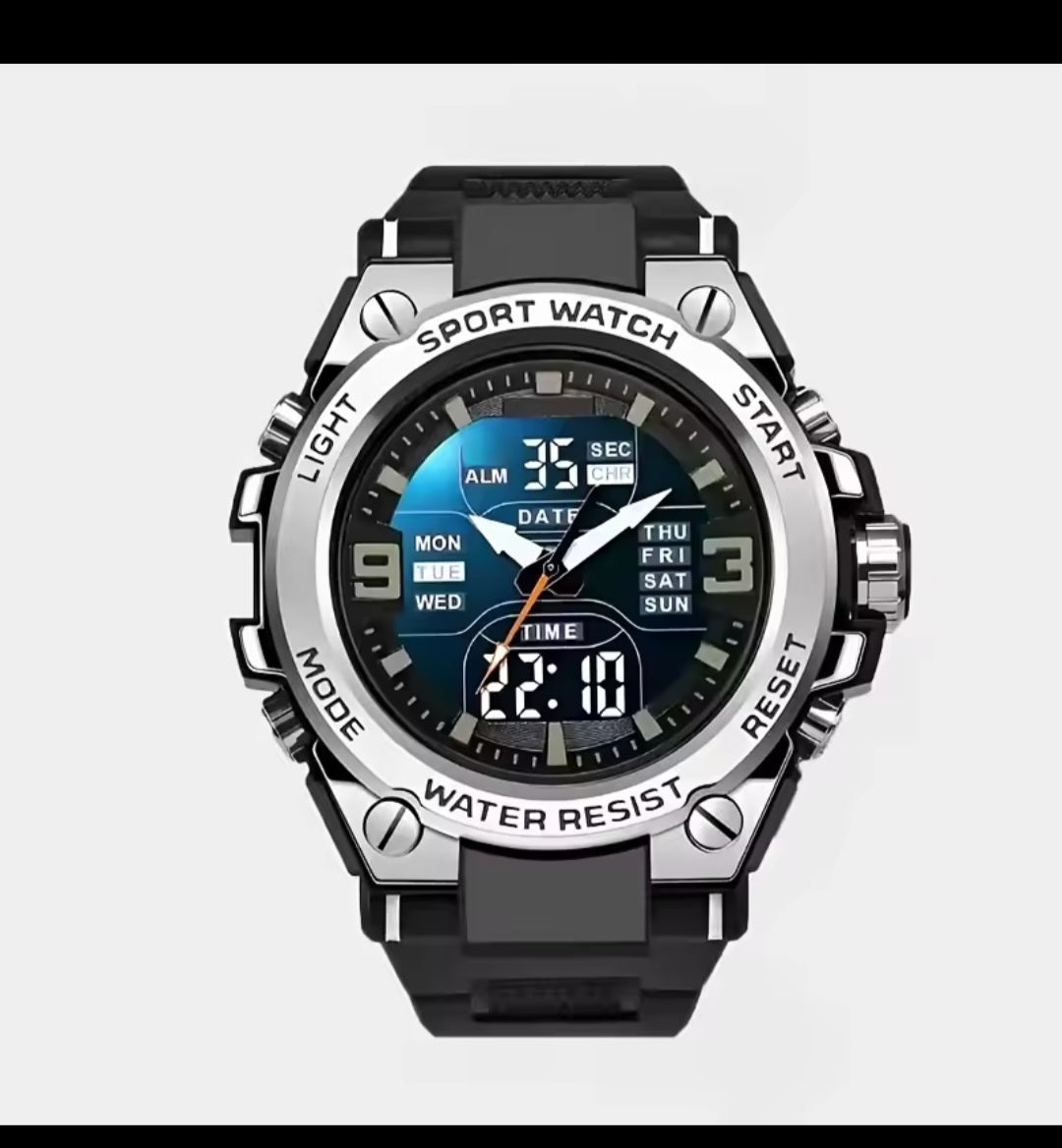 Luxury Dual Movement Waterproof Quartz Electronic Watch for Men & Students.