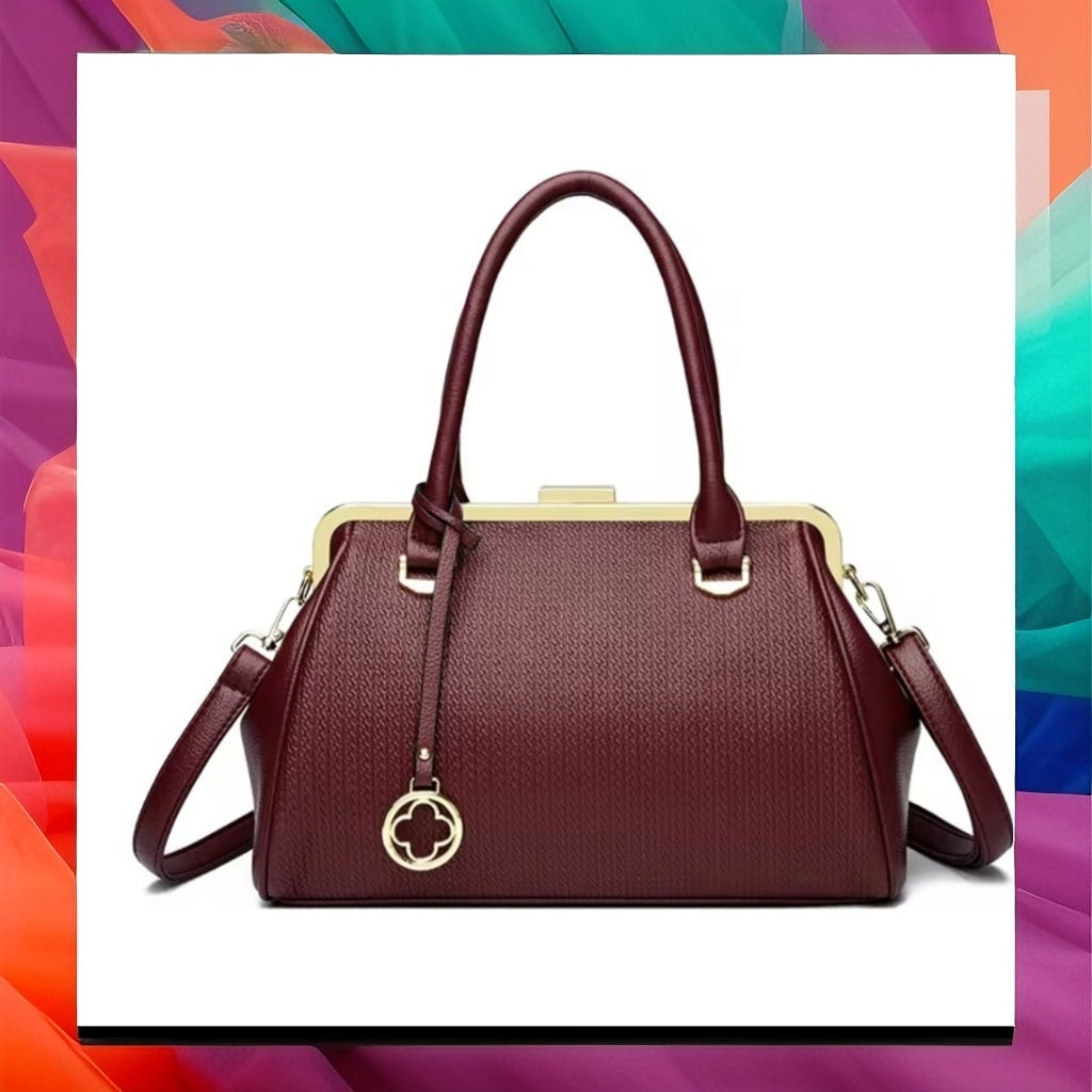 Luxury Soft Leather Large Capacity Tote Shoulder & Crossbody Bag with Metal Buckle – Designer Women’s Commuter Handbag