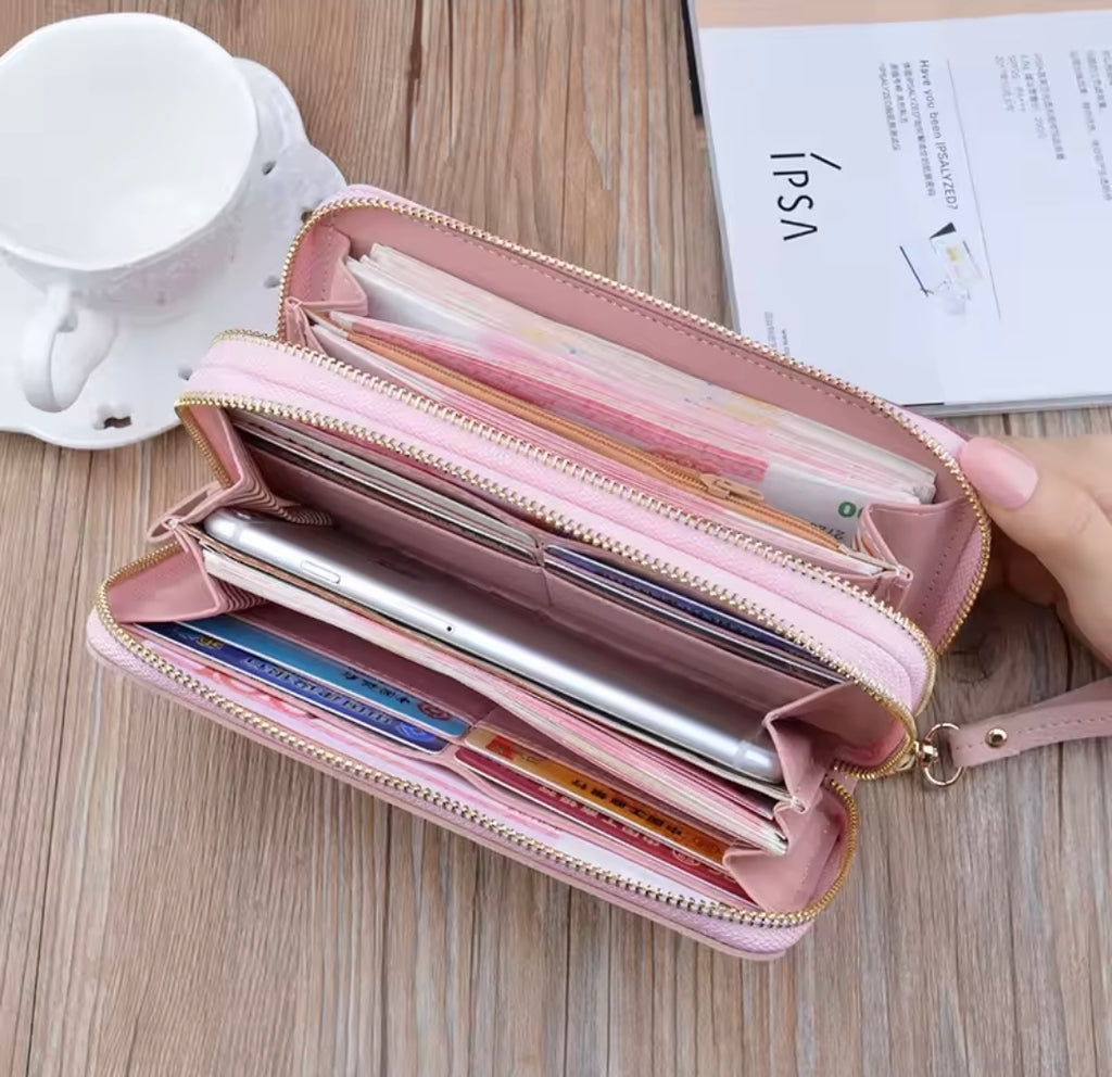2023 New Women’s Double Zipper Long Wallet – Lychee Pattern Large Capacity Fashion Purse