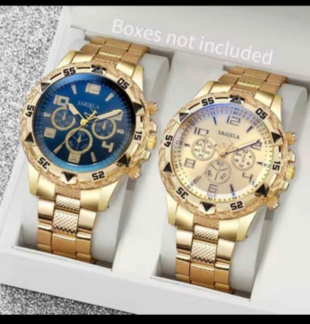 2PCS Men’s Business Quartz Watch Set – Fashion Arabic Dial Stainless Steel Band (Without Box)