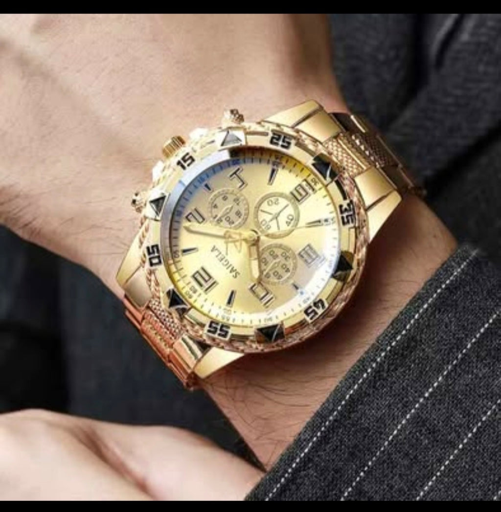 2PCS Men’s Business Quartz Watch Set – Fashion Arabic Dial Stainless Steel Band (Without Box)