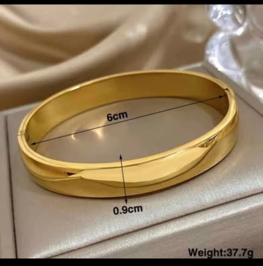 316L Stainless Steel Minimalist Cuff Bracelet – Glossy Gold/Silver Unisex Bangle