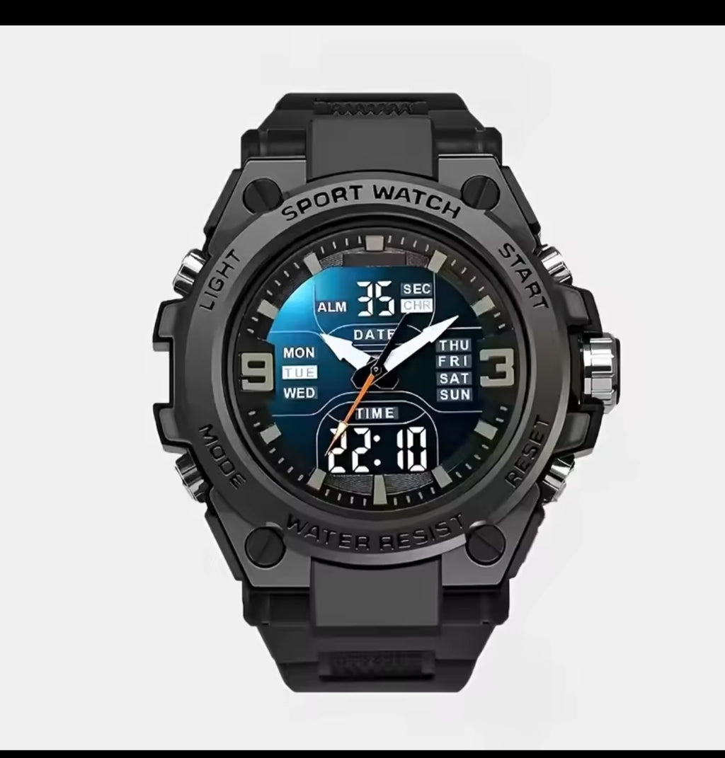 Luxury Dual Movement Waterproof Quartz Electronic Watch for Men & Students.