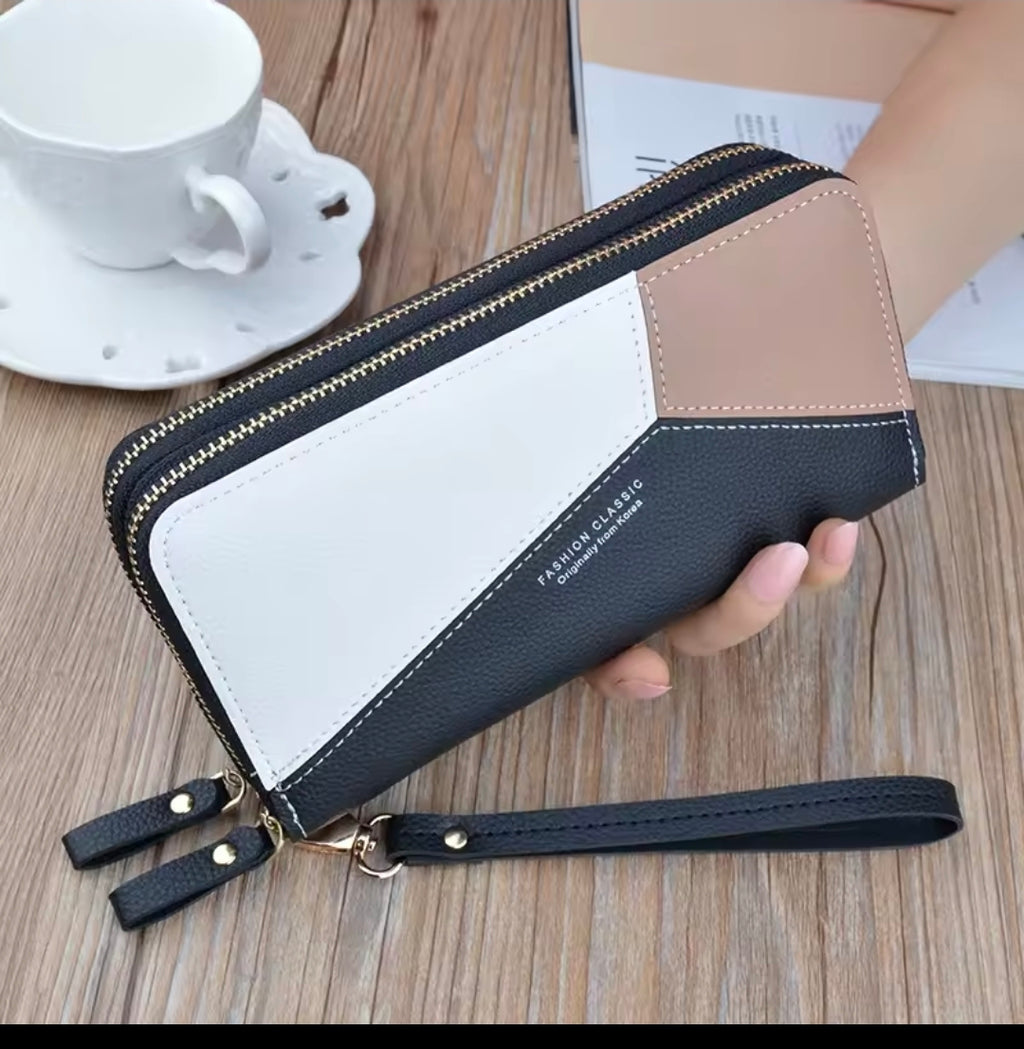 2023 New Women’s Double Zipper Long Wallet – Lychee Pattern Large Capacity Fashion Purse
