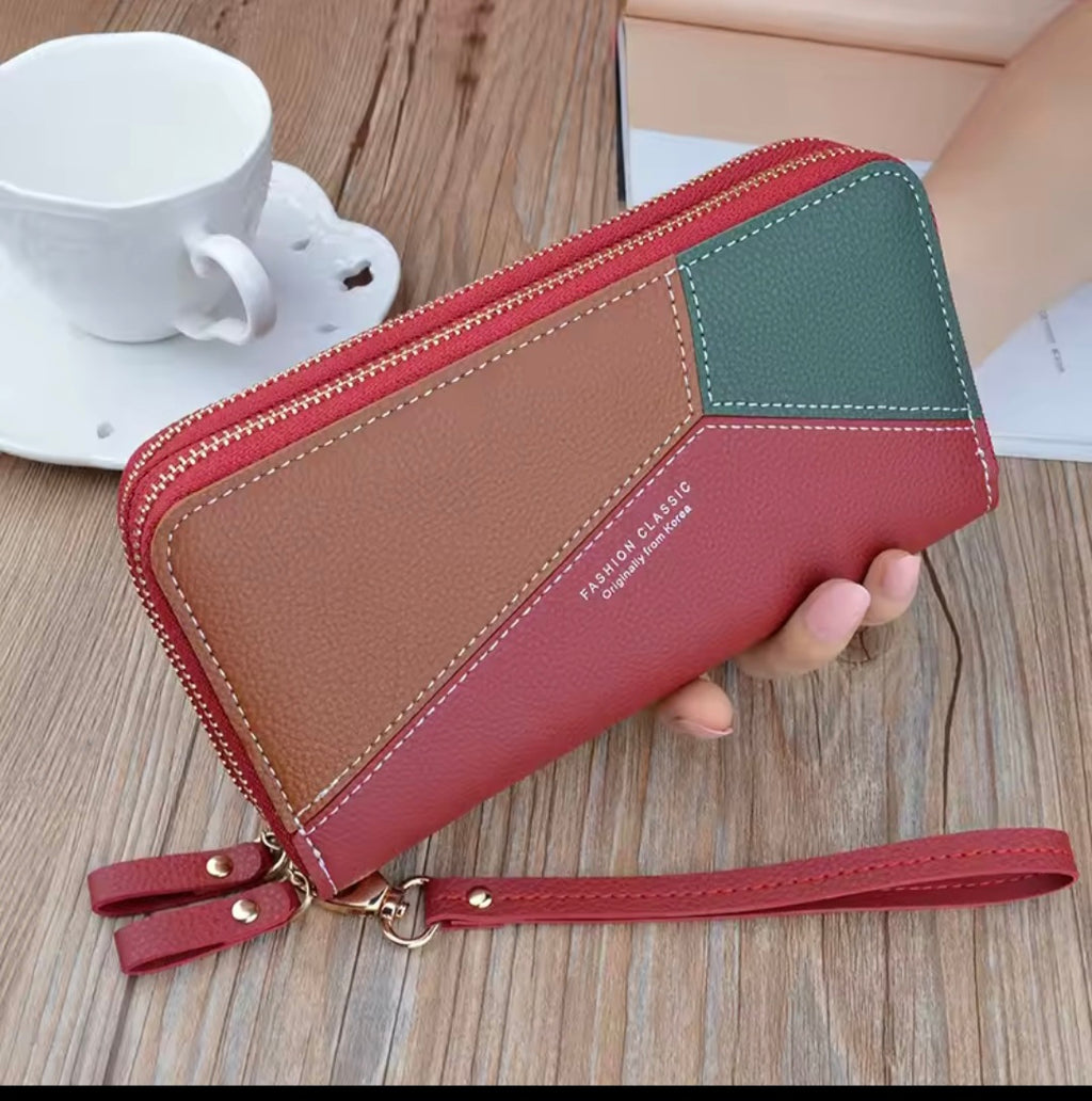 2023 New Women’s Double Zipper Long Wallet – Lychee Pattern Large Capacity Fashion Purse
