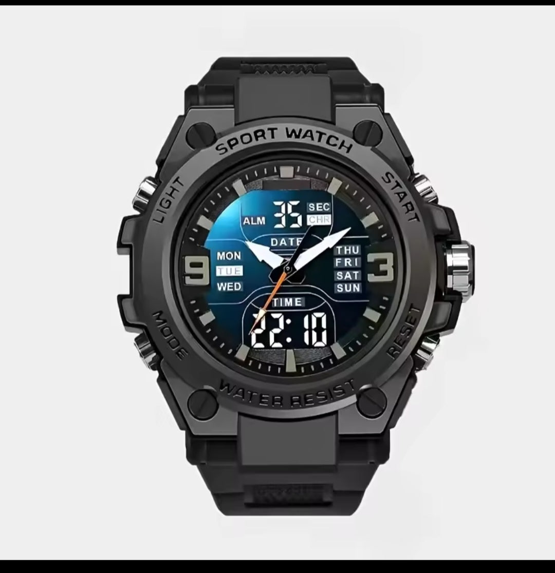 Luxury Dual Movement Waterproof Quartz Electronic Watch for Men & Students.