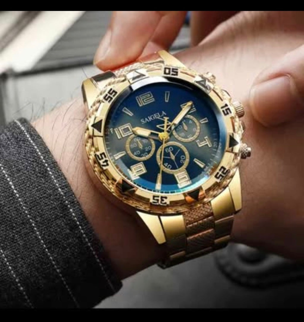 2PCS Men’s Business Quartz Watch Set – Fashion Arabic Dial Stainless Steel Band (Without Box)